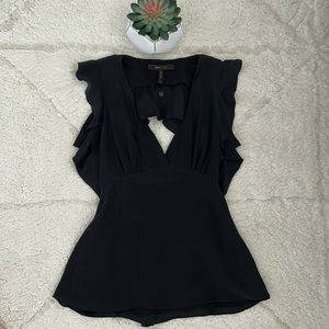 Brand New 100% Silk BCBG open back V neck top